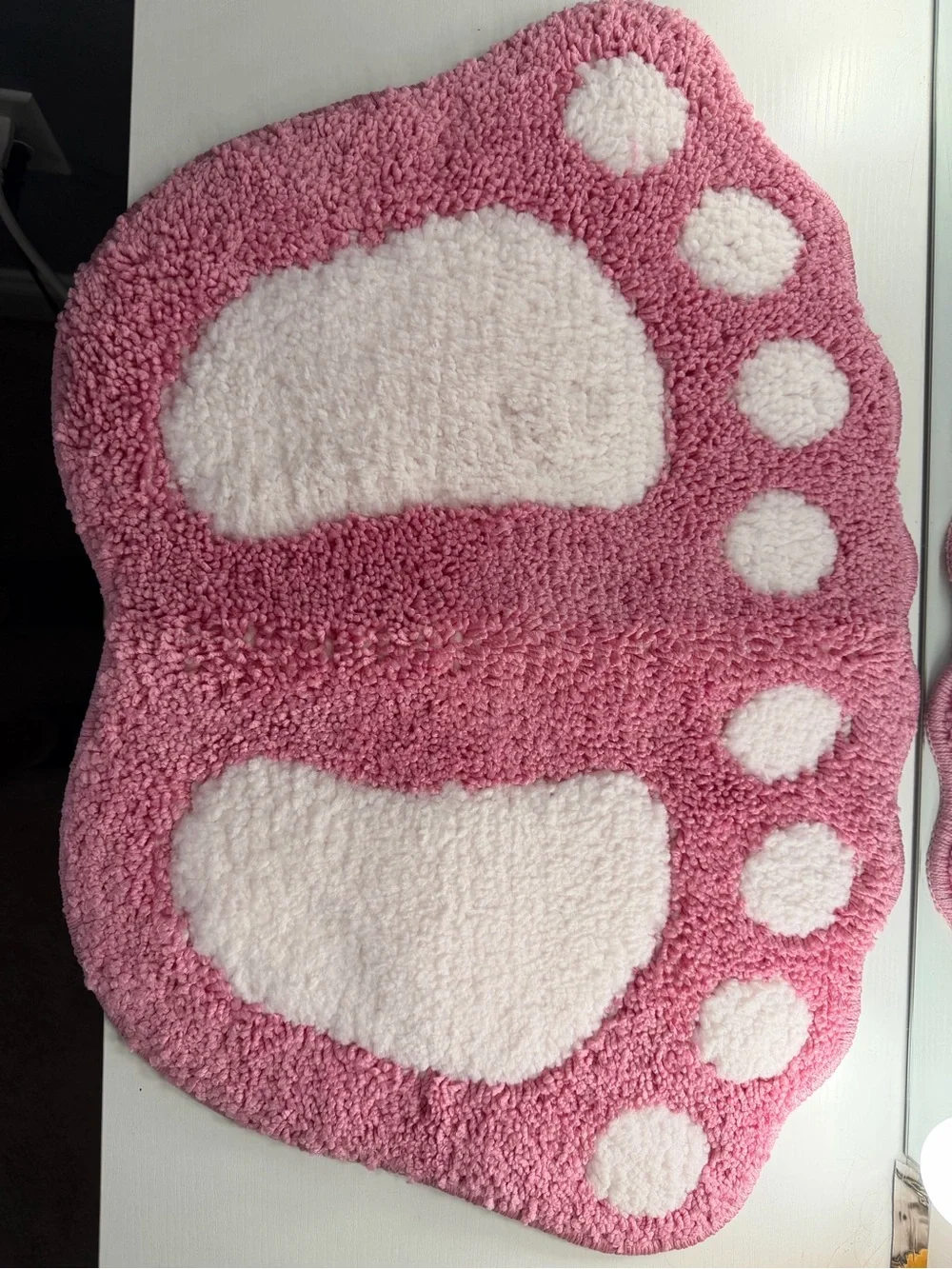 Pink FootPrint Bath Rug with White Pads
